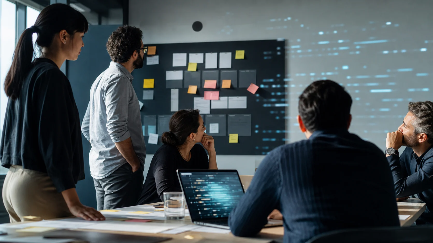 A marketing team aligns priorities around an Agile planning table